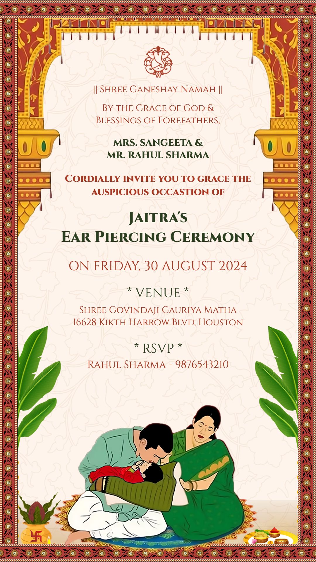 Free Ear Piercing Ceremony Invitation Cards